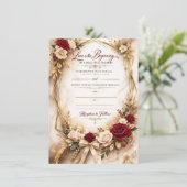 Luxury Gold Floral Wedding Invitation Card カード (スタンド正面)
