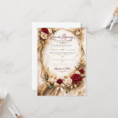 Luxury Gold Floral Wedding Invitation Card カード (正面/裏面インサイチュ)