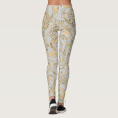 Luxury Gold Florals Soft Grey Leggings レギンス (裏面)