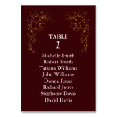 Luxury Gold Flowers Royal Deep Burgundy Wedding テーブルナンバー (正面)