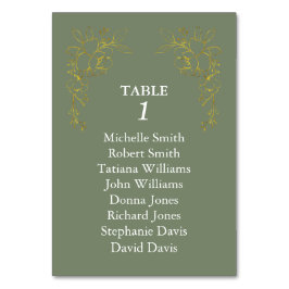 Luxury Gold Flowers Royal Sage Green Wedding テーブルナンバー