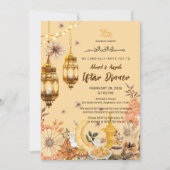 Luxury Gold flowwer Ramadan iftar invitation 招待状 (正面)