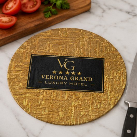Luxury Gold Foil Five Star Hotel Branding Elegant カッティングボード