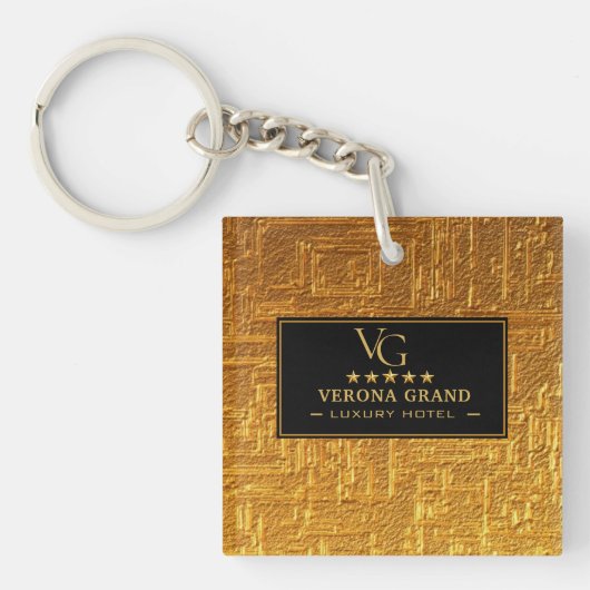 Luxury Gold Foil Five Star Hotel Branding Elegant キーホルダー (正面)