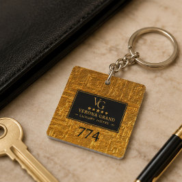 Luxury Gold Foil Five Star Hotel Branding Elegant キーホルダー