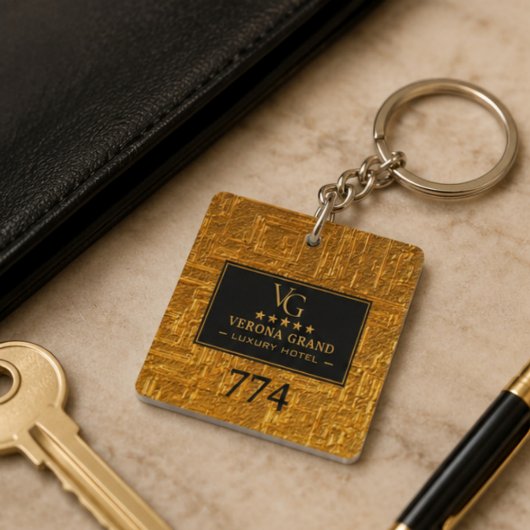 Luxury Gold Foil Five Star Hotel Branding Elegant キーホルダー