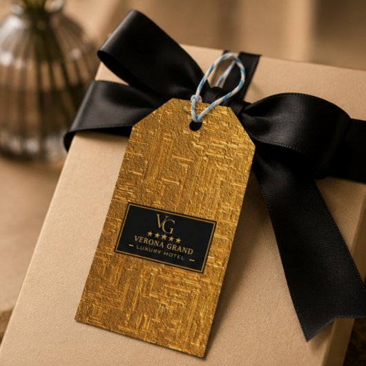 Luxury Gold Foil Five Star Hotel Branding Elegant ギフトタグ