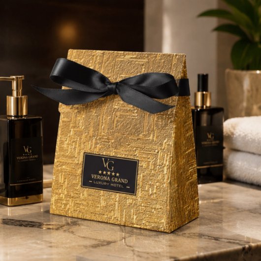 Luxury Gold Foil Five Star Hotel Branding Elegant フェイバーボックス