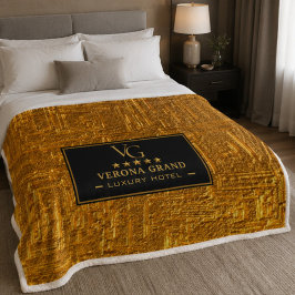 Luxury Gold Foil Five Star Hotel Branding Elegant フリースブランケット