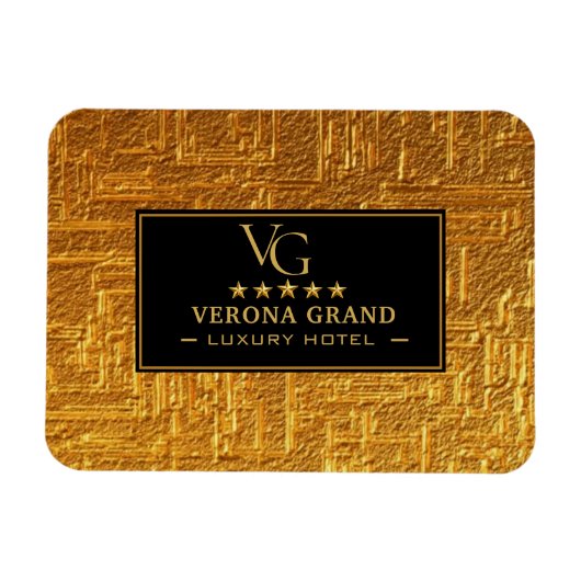 Luxury Gold Foil Five Star Hotel Branding Elegant マグネット (横)
