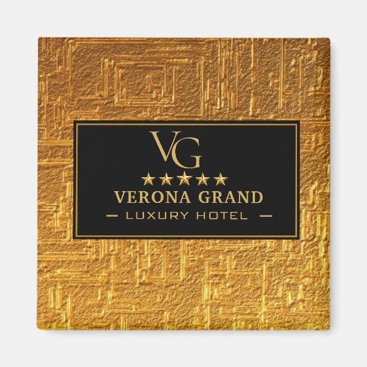 Luxury Gold Foil Five Star Hotel Branding Elegant  マグネット (正面)