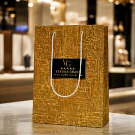 Luxury Gold Foil Five Star Hotel Branding Elegant ミディアムペーパーバッグ