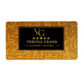 Luxury Gold Foil Five Star Hotel Branding Elegant ラベル (正面)
