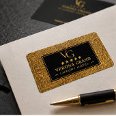 Luxury Gold Foil Five Star Hotel Branding Elegant ラベル