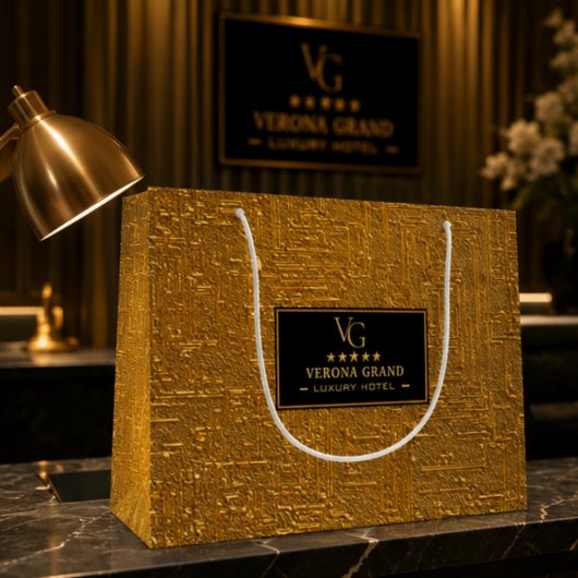 Luxury Gold Foil Five Star Hotel Branding Elegant ラージペーパーバッグ