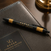Luxury Gold Foil Five Star Hotel Branding Elegant 黒ボールペン