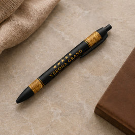 Luxury Gold Foil Five Star Hotel Branding Elegant 黒ボールペン