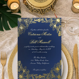 Luxury Gold Foil Floral Wedding Invitation 箔招待状