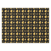 Luxury Gold Foil Hearts on Black  テーブルクロス (正面(横))