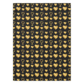 Luxury Gold Foil Hearts on Black  テーブルクロス (正面)