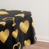 Luxury Gold Foil Hearts on Black  テーブルクロス (インサイチュ)