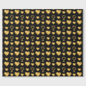 Luxury Gold Foil Hearts on Black Valentine  ラッピングペーパー (フラット)