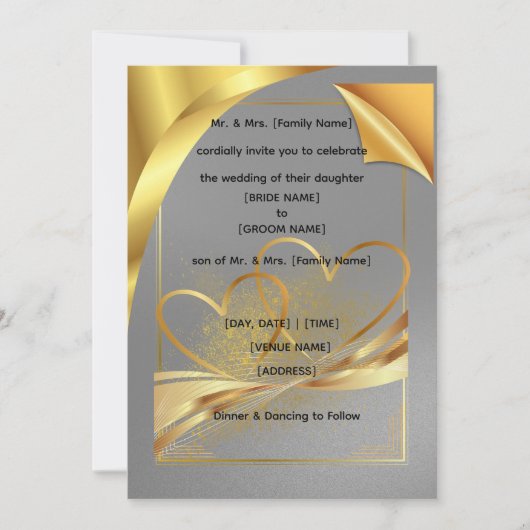 Luxury Gold Foil Style Wedding Invitation | Modern 招待状 (正面)