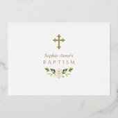 Luxury Gold Foil White Flowers Baptism Thank You 箔招待状 (裏面)