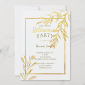 Luxury Gold Foil White Retirement Invitation Elega 招待状 (正面)