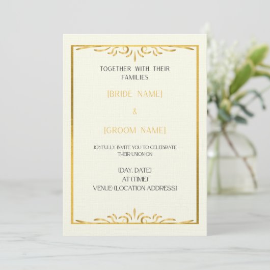 Luxury Gold Frame Wedding Invitation  招待状 (スタンド正面)
