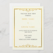 Luxury Gold Frame Wedding Invitation  招待状 (正面/裏面)