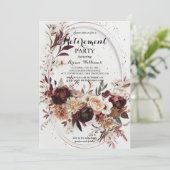 Luxury Gold Geometric Burgundy Floral Retirement I 招待状 (スタンド正面)