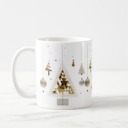 Luxury Gold Geometric Triangle Tree Classic Mug  コーヒーマグカップ (左)