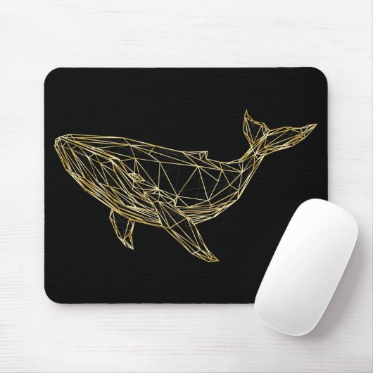 Luxury Gold Geometric Whale マウスパッド (マウス)