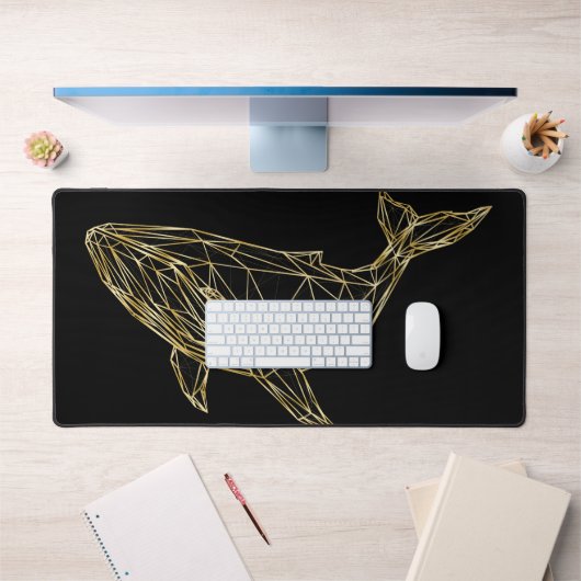 Luxury Gold Geometric Whale Desk Mat デスクマット (オフィス1)