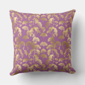 Luxury Gold Ginkgo Leaves on Deep Purple (5) クッション (裏面)