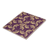 Luxury Gold Ginkgo Leaves on Deep Purple (6) タイル (側面)