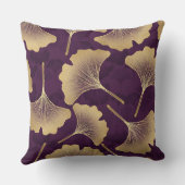 Luxury Gold Ginkgo Leaves on Deep Purple (8) クッション (裏面)