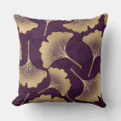 Luxury Gold Ginkgo Leaves on Deep Purple (8) クッション (正面)