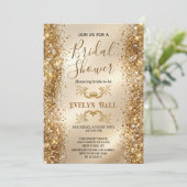 Luxury Gold Glitter Bachelorette Party 招待状 (スタンド正面)