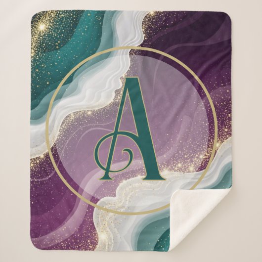 Luxury Gold Glitter Marble Pattern シェルパブランケット (正面)