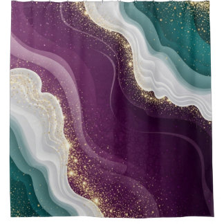 Luxury Gold Glitter Marble Pattern シャワーカーテン
