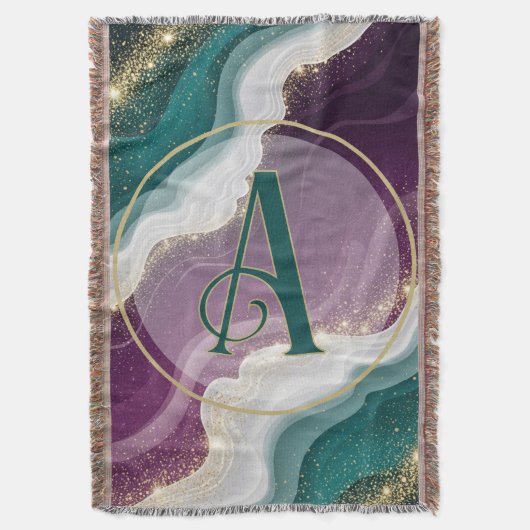 Luxury Gold Glitter Marble Pattern スローブランケット (正面縦)