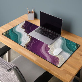 Luxury Gold Glitter Marble Pattern デスクマット