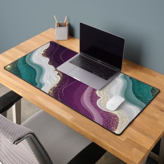 Luxury Gold Glitter Marble Pattern デスクマット (オフィス2)