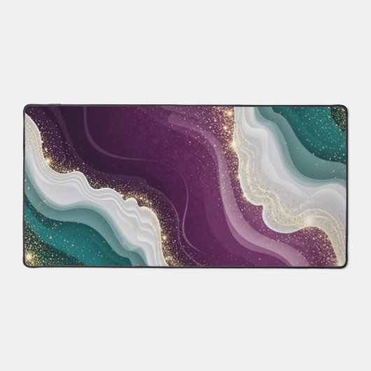 Luxury Gold Glitter Marble Pattern デスクマット (正面)