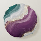 Luxury Gold Glitter Marble Pattern ラウンドクッション (裏面)