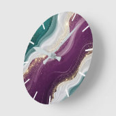 Luxury Gold Glitter Marble Pattern ラウンド壁時計 (傾斜)