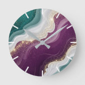 Luxury Gold Glitter Marble Pattern ラウンド壁時計 (正面)