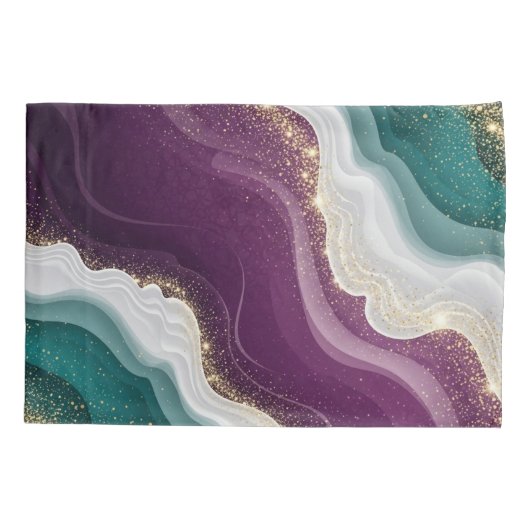 Luxury Gold Glitter Marble Pattern 枕カバー (裏面-左)